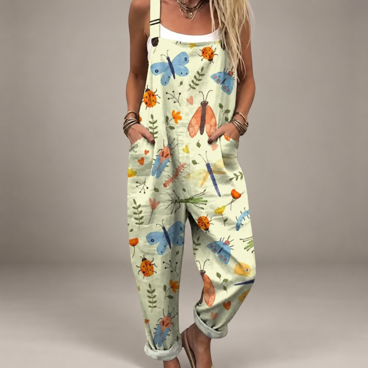 Comfortable Printed Dungarees insects studio photo