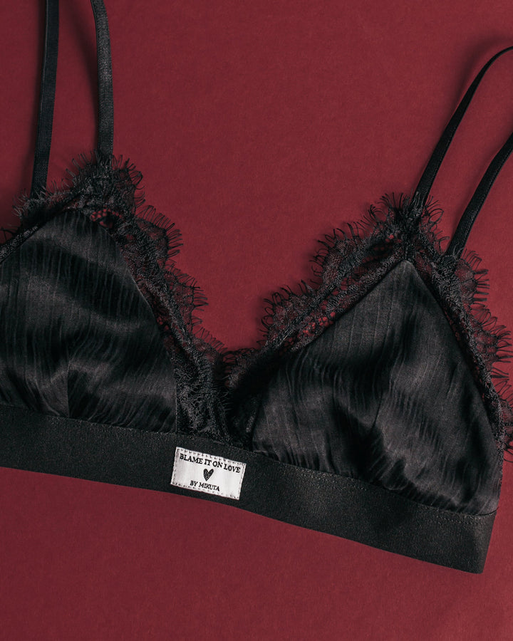 The Black Crinkle Bralette