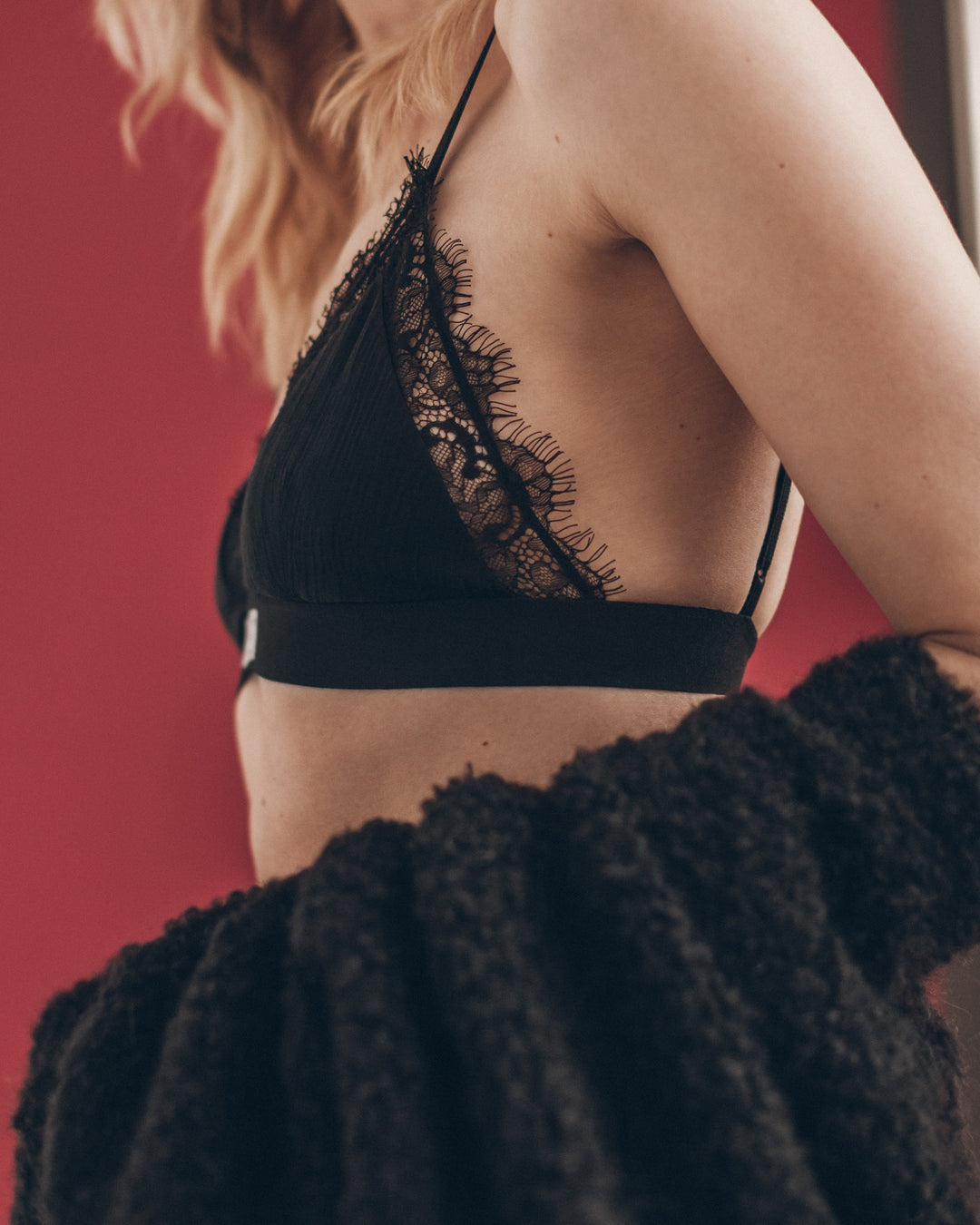 The Black Crinkle Bralette