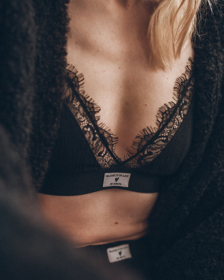 The Black Crinkle Bralette