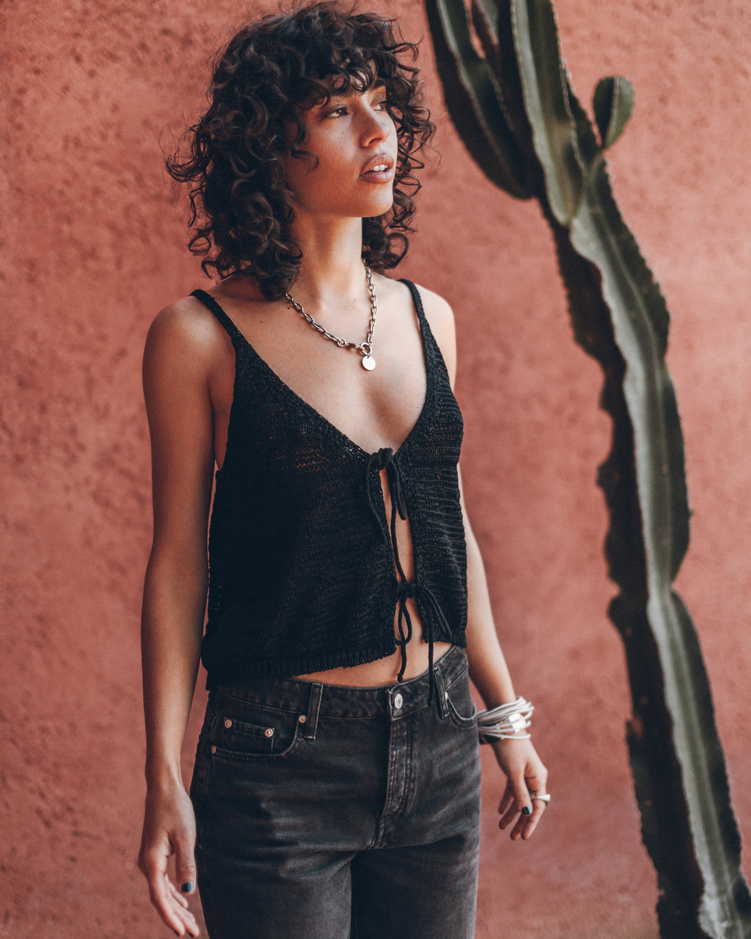 The Black Knitted Vest Top