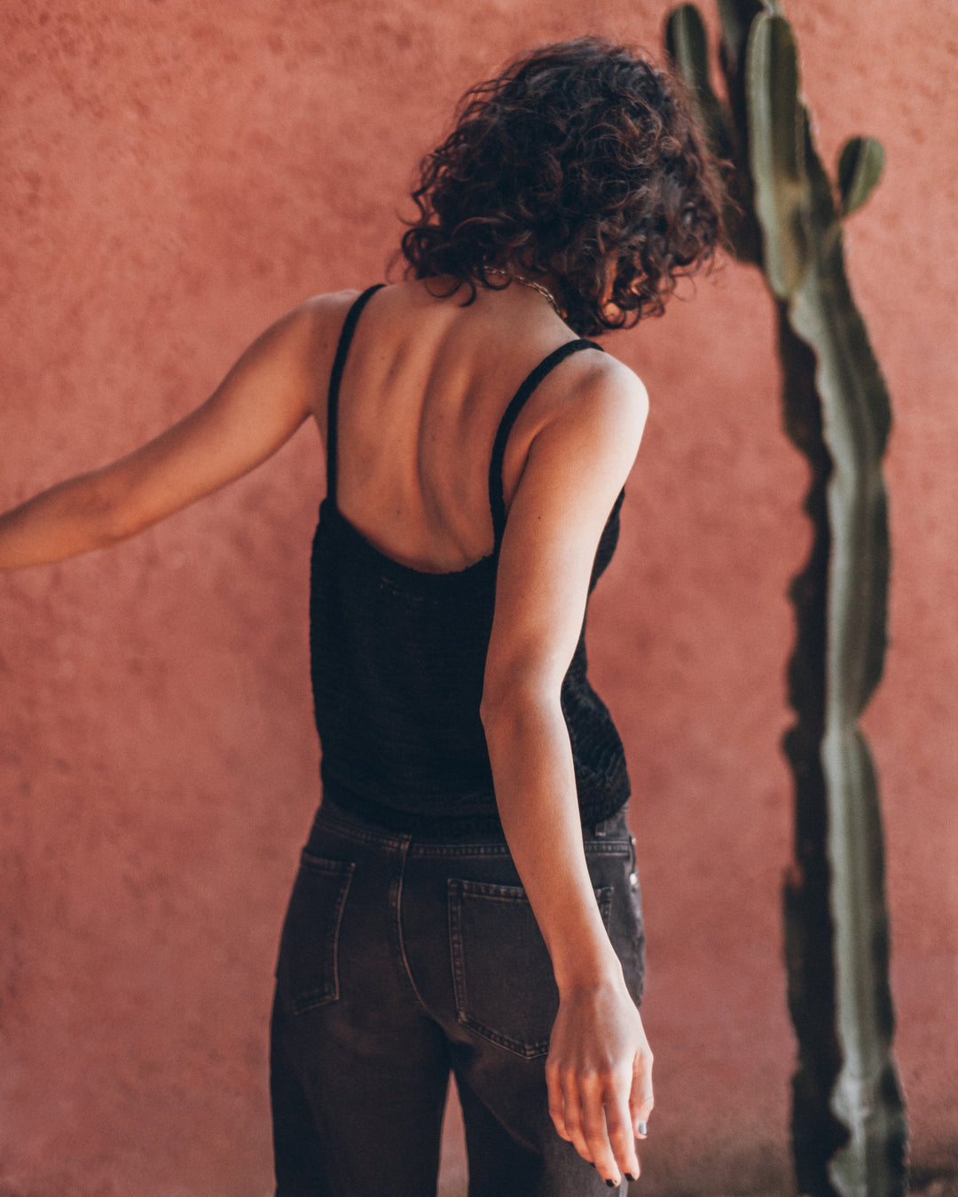 The Black Knitted Vest Top