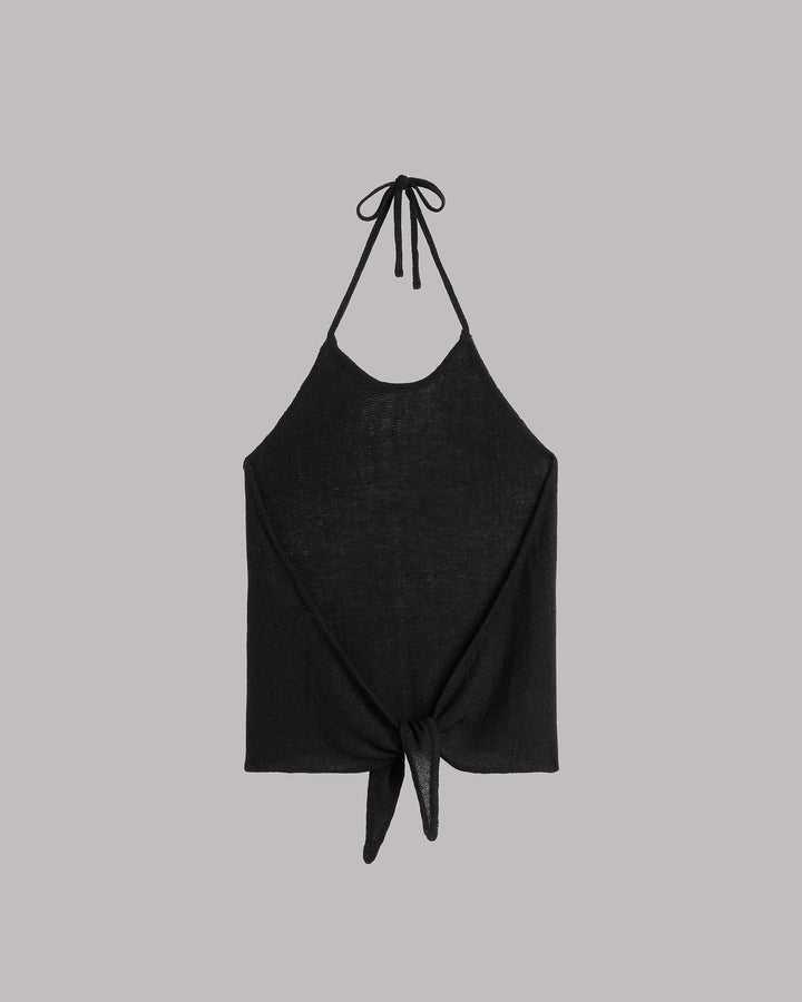The Black Knotted Knit Top