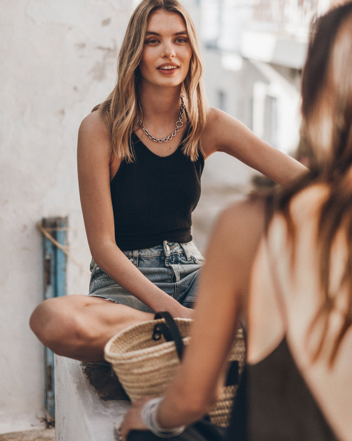 The Black Knotted Knit Top