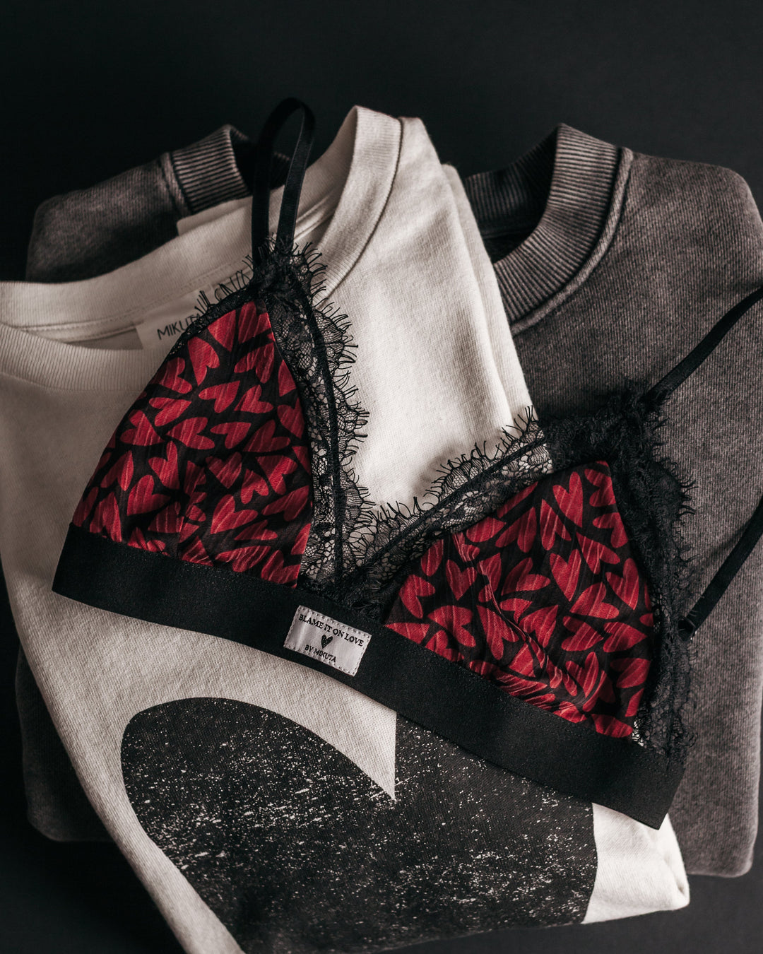 The Red Hearts Crinkle Bralette