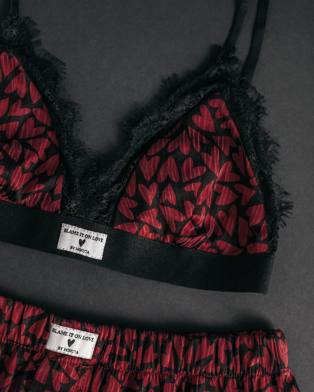 The Red Hearts Crinkle Bralette