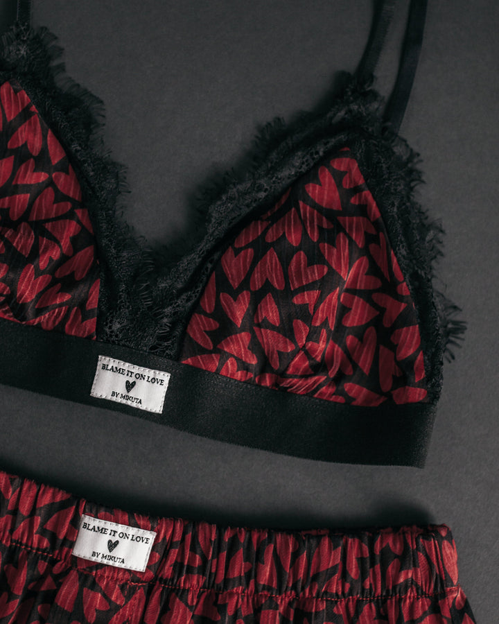 The Red Hearts Crinkle Bralette