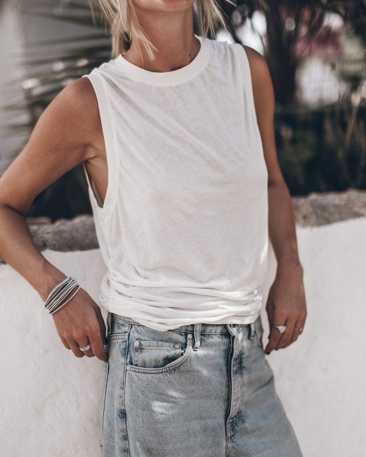 The White | Draped Tank Top