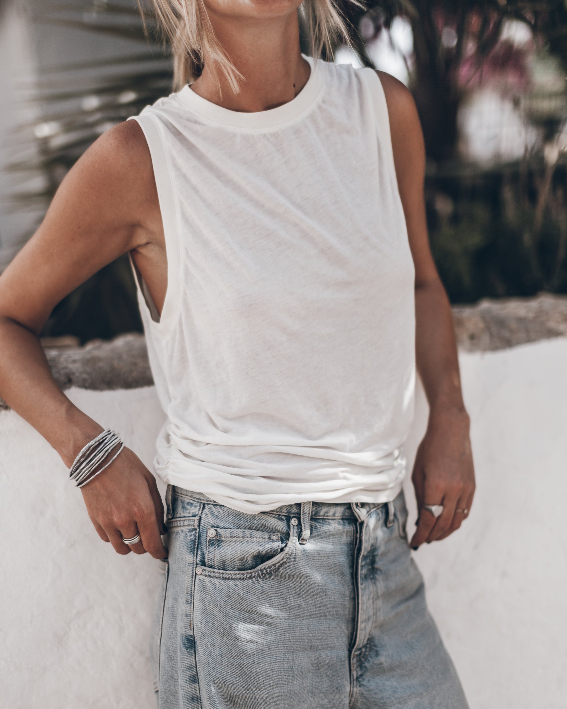 The White | Draped Tank Top