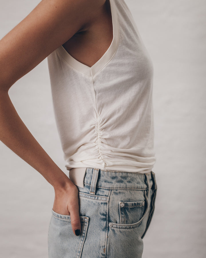 The White Draped Tank Top