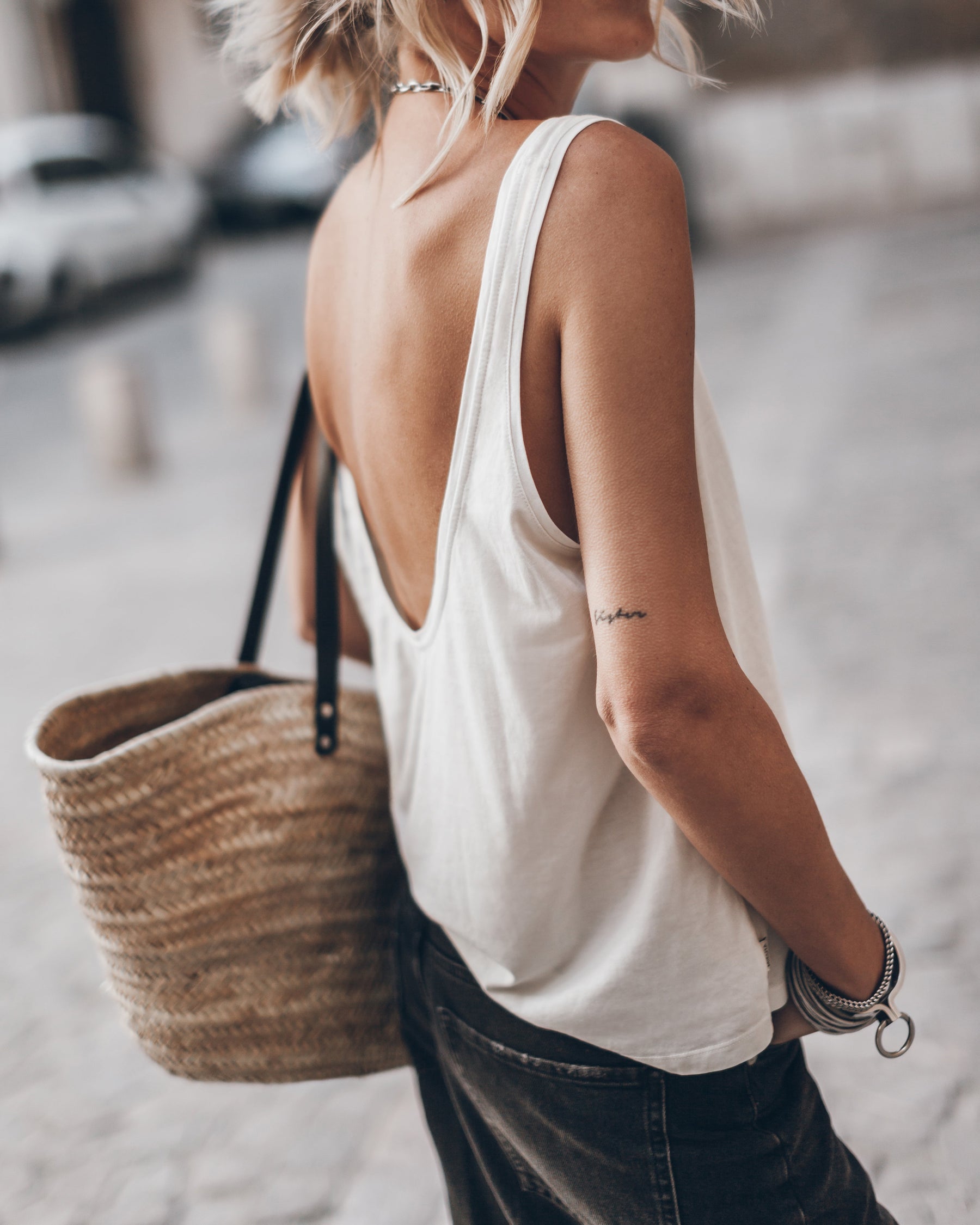 The White | Low Back Tank Top