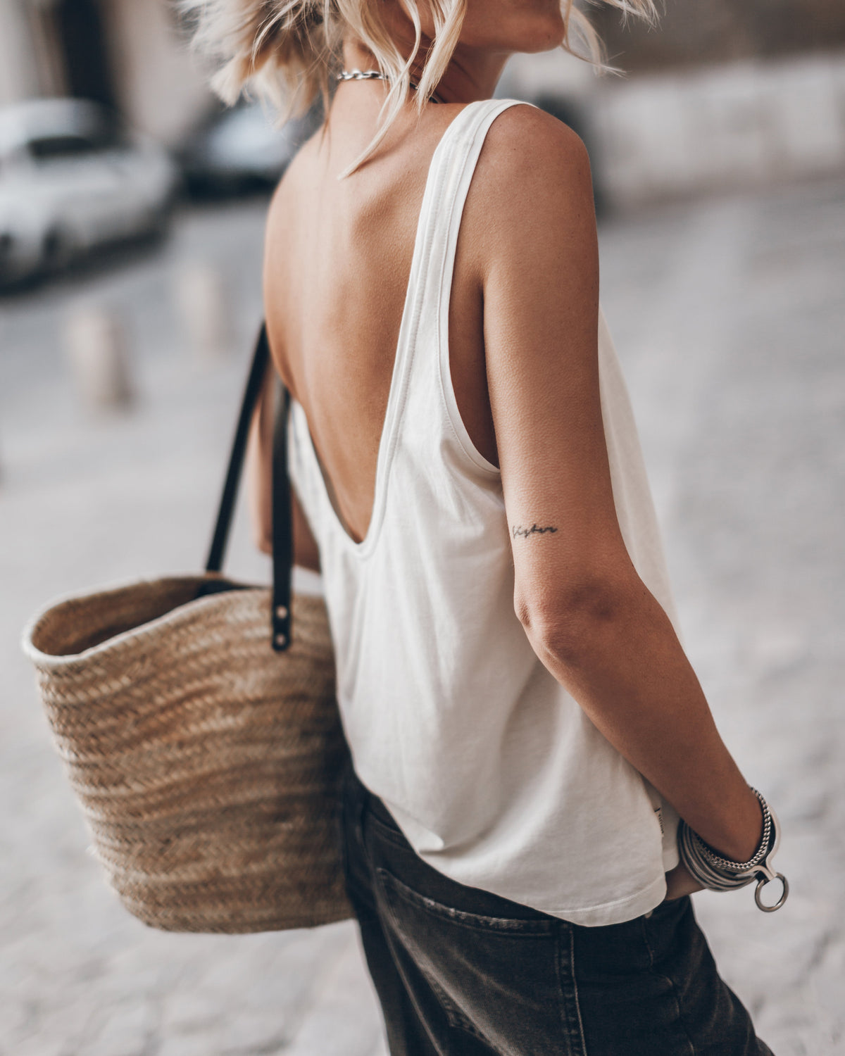 The White | Low Back Tank Top