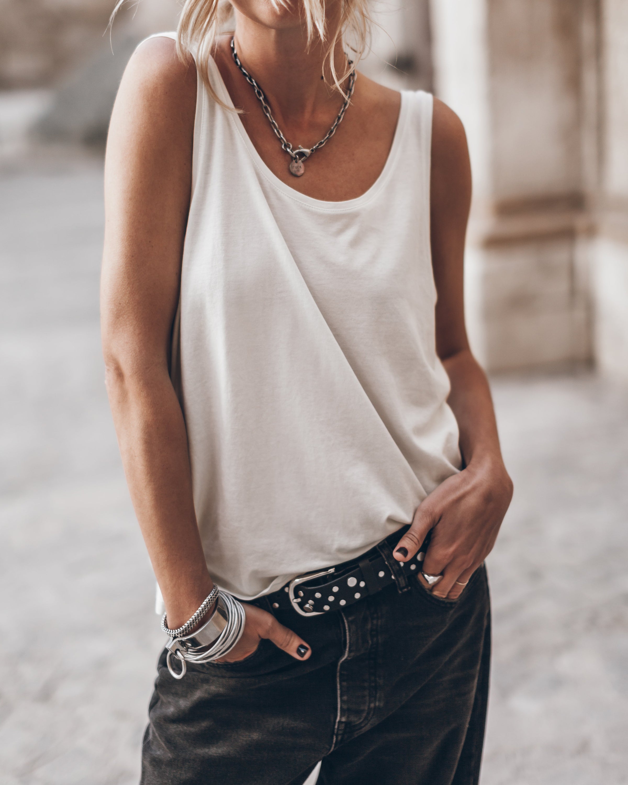 The White | Low Back Tank Top