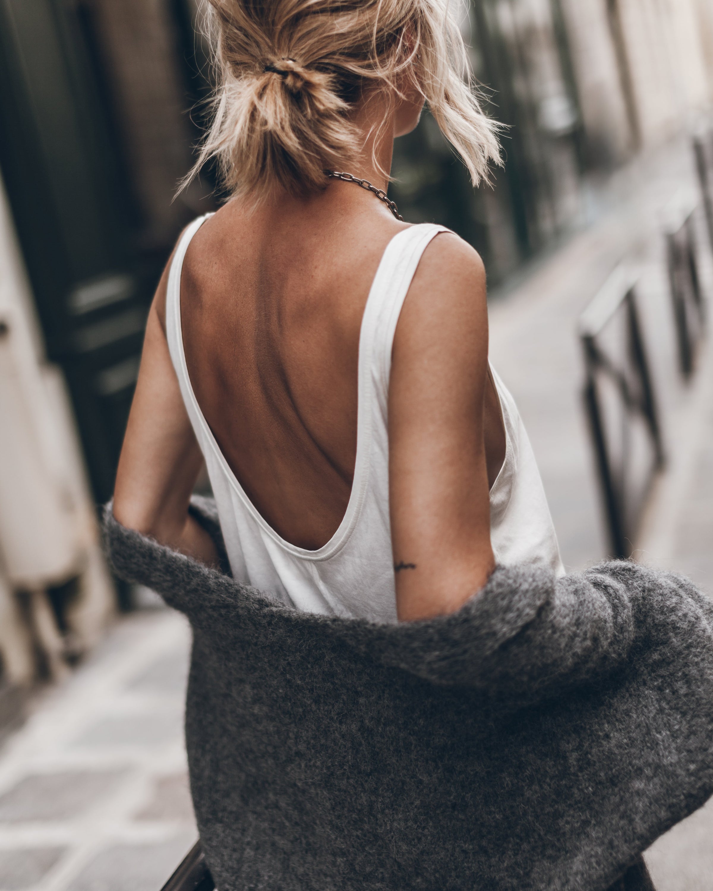 The White | Low Back Tank Top