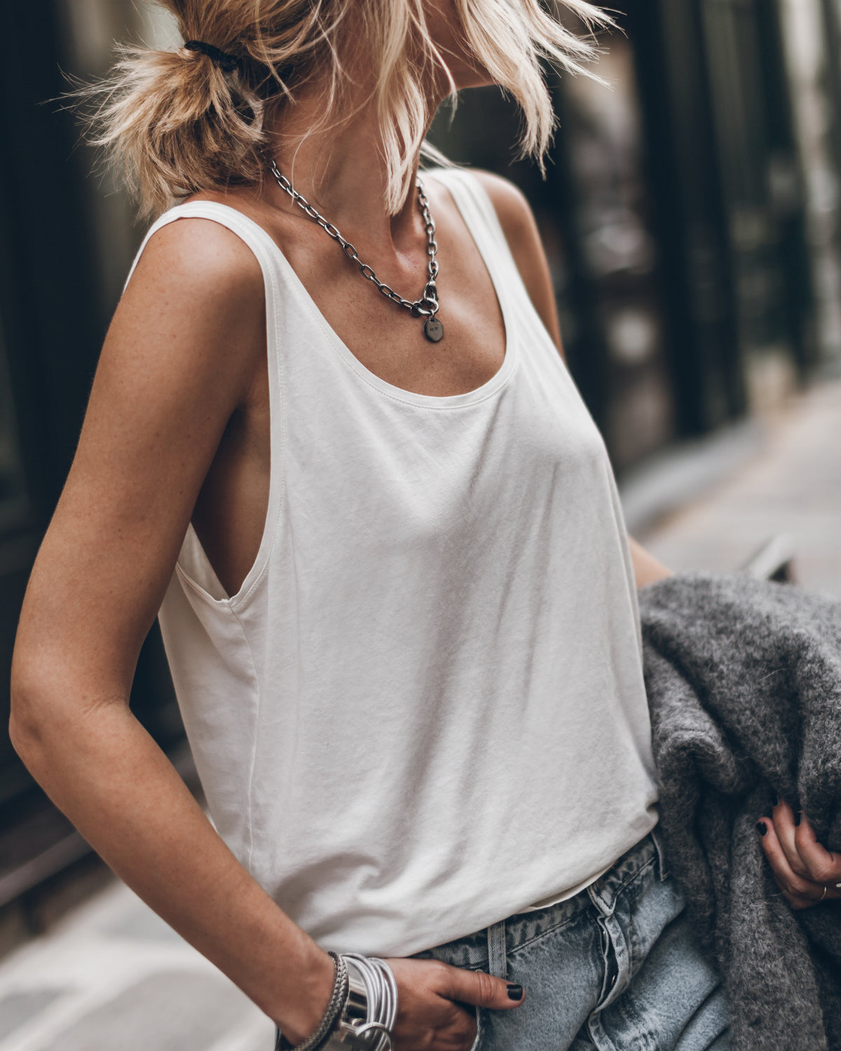 The White | Low Back Tank Top
