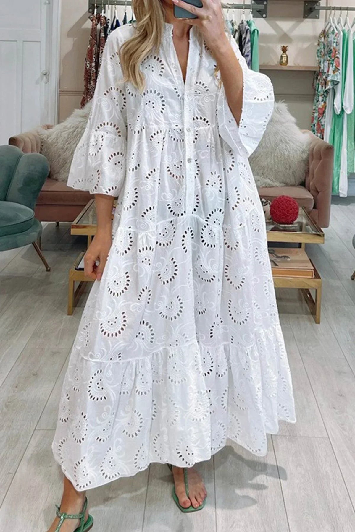Celeste | Broderie Anglaise Maxi Dress