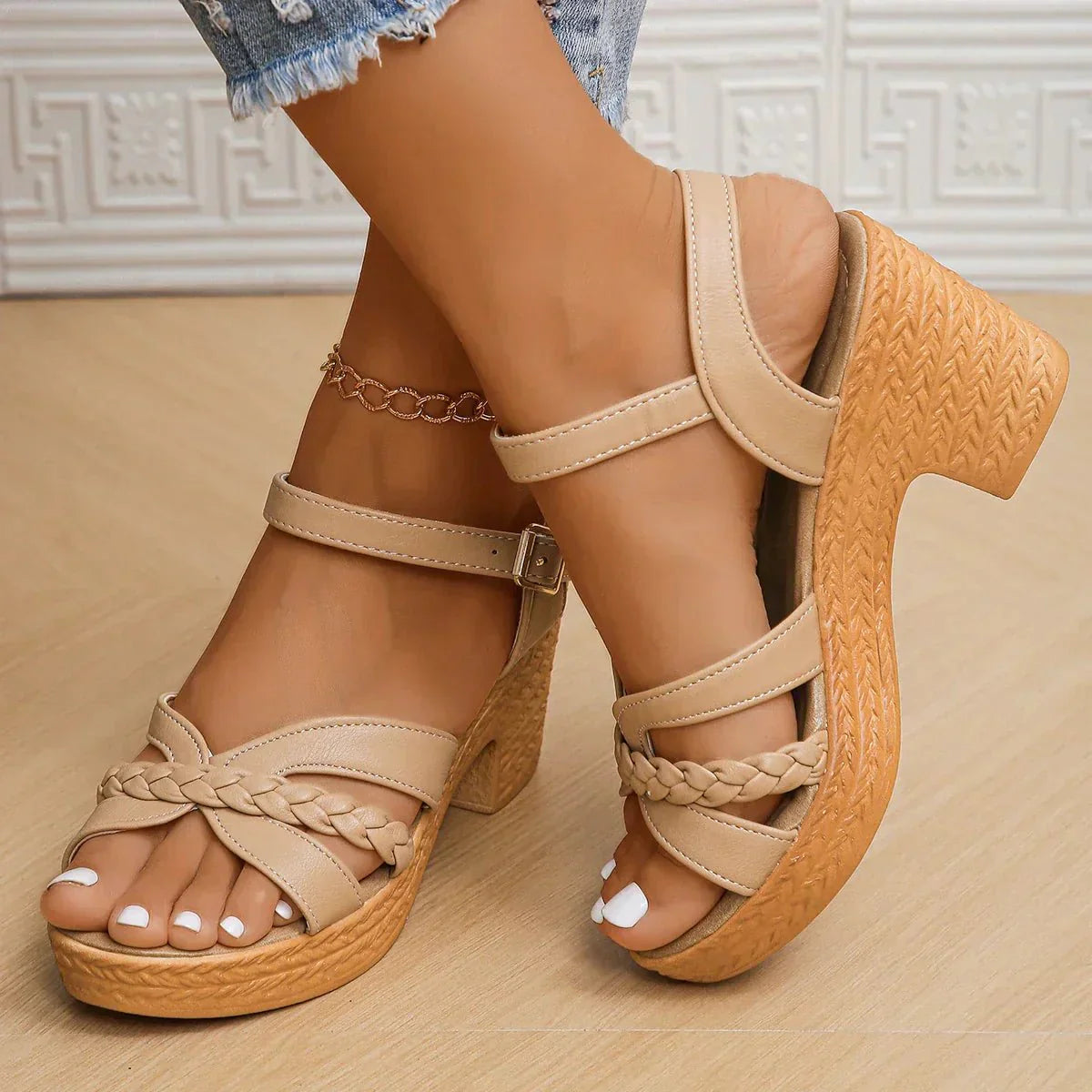 Robyn | Braided Block Heel Sandals