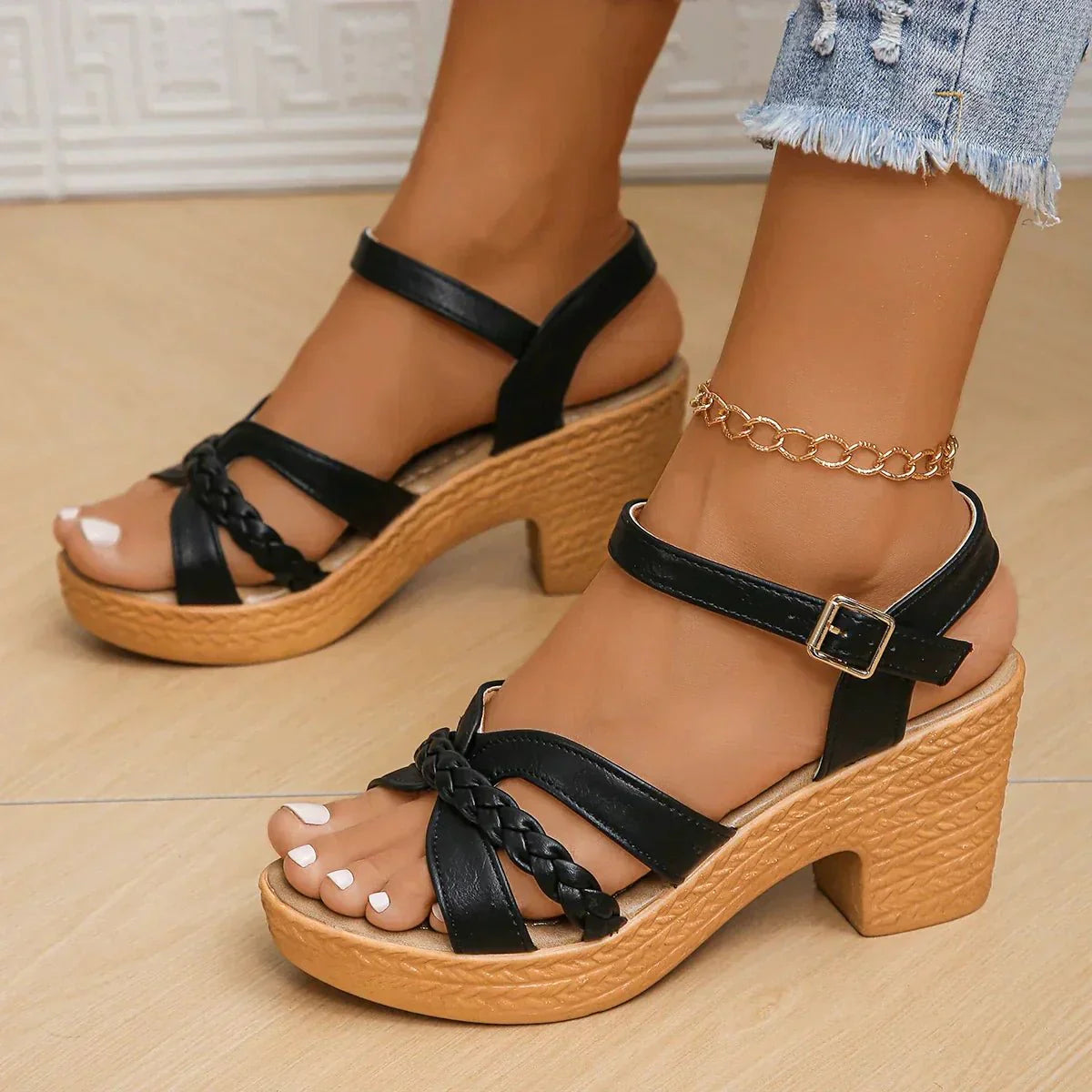 Robyn | Braided Block Heel Sandals