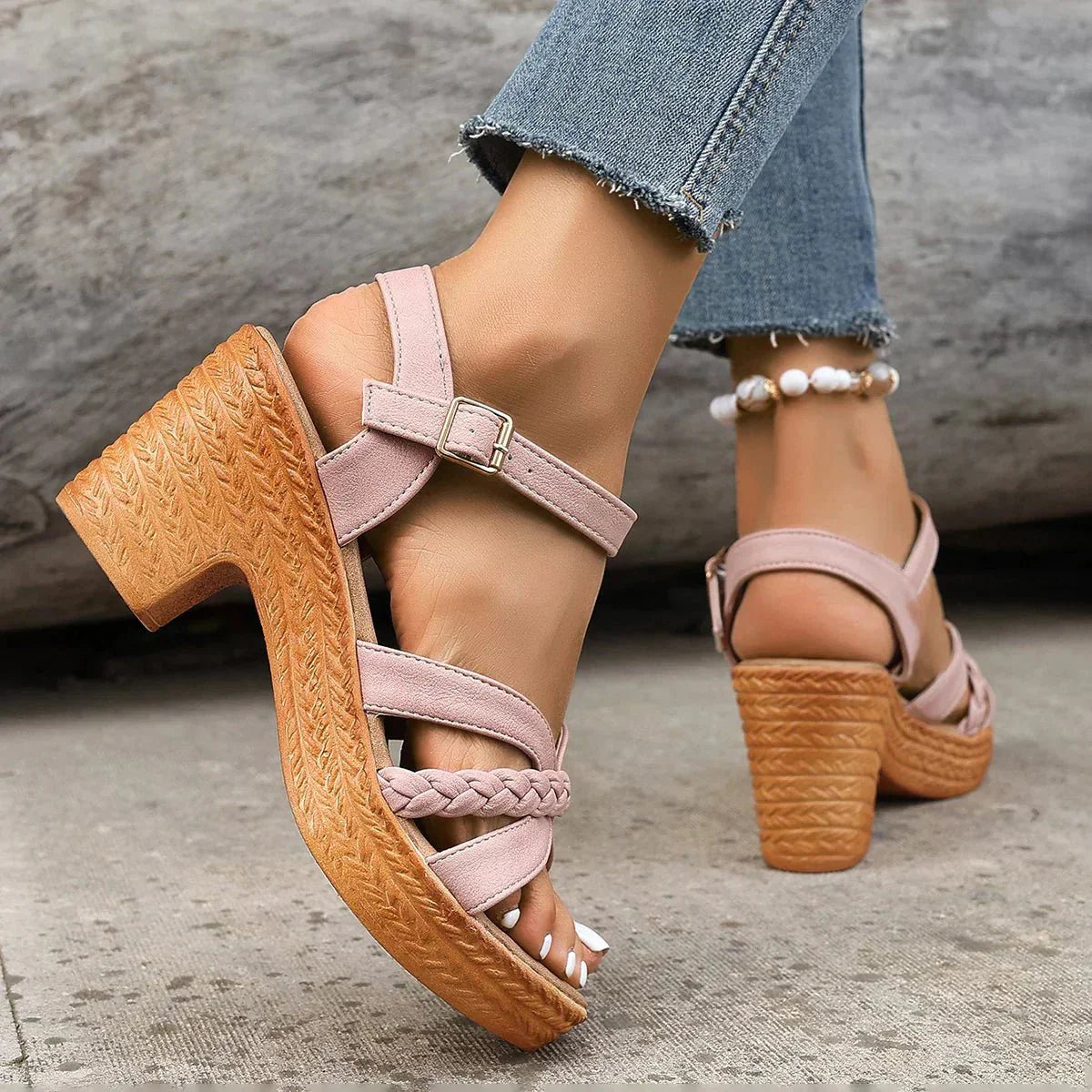Robyn | Braided Block Heel Sandals