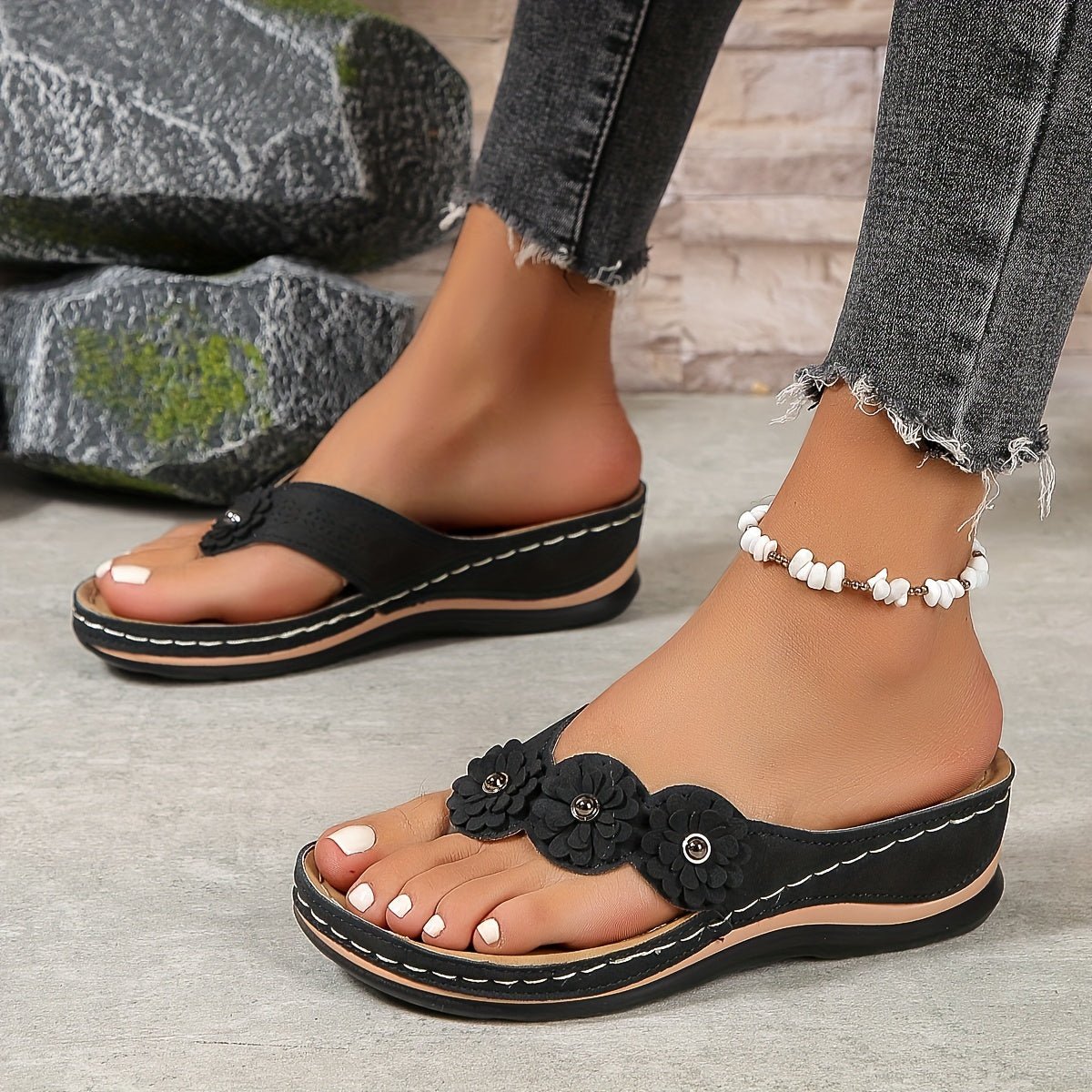 Rosa | Floral Wedge Sandals